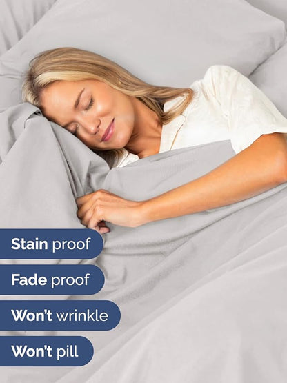 Extra Deep Twin XL Sheet Set - 4 Piece Breathable and Cooling Sheets - Hotel Luxury Bed Sheets Set - Easy Fit - Soft, Wrinkle Free and Comfy Sheets Set - French Grey Sheet Set with Extra Deep Pockets