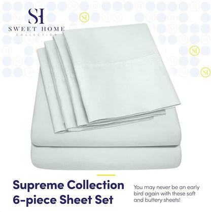 King Size Bed Sheets - 6 Piece 1500 Supreme Collection Fine Brushed Microfiber Deep Pocket King Sheet Set Bedding - 2 Extra Pillow Cases, Great Value, King, Mint(Pack of 1)