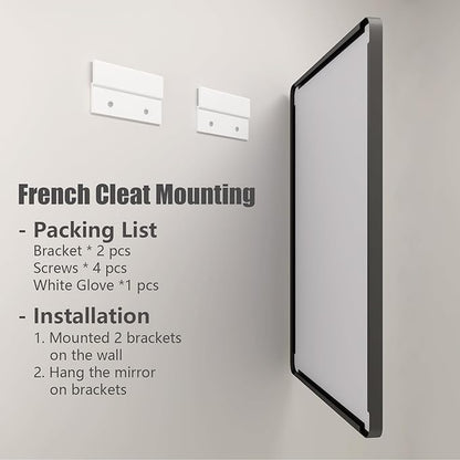 66x40 Inch Black Metal Framed Bathrrom Mirror for Wall, Large Black Matte Rounded Rectangle Bathroom Vanity Mirror, Anti-Rust, Shatterproof, Hangs Horizontally or Vertically