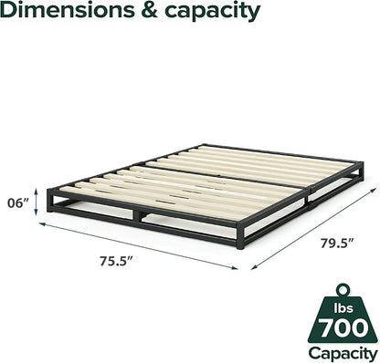 Zinus Joseph Low Profile 6 Inch Platform Bed Frame, Wood Slat Support, No Box Spring Needed, Eco Friendly WonderBox(TM) Packaging, Easy Assembly, Black, King