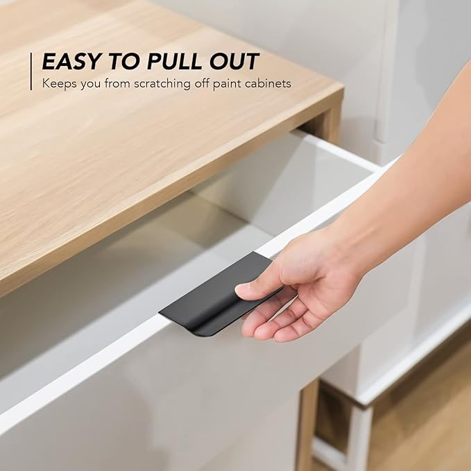 Ravinte Hardware 30 Pack Black Cabinet Handles, 3.15 Inch (80mm) Finger Edge Pulls, 2-1/2 Inch Hole Center, Finger Pulls for Cabinets