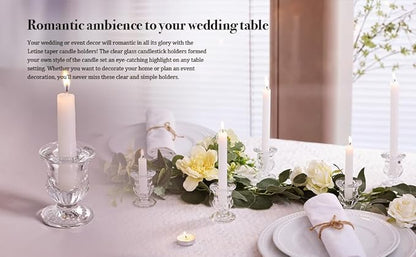 Letine Candlestick Holders Set of 12-2.5" H Taper Candle Holders Bulk - Clear Glass Candle Holder for Rustic Wedding Centerpiece Table Decorations, Halloween & Thanksgiving Decorations Indoor