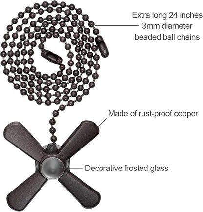 SmoTecQ Lengthened 24 Inch Ceiling Fan Pull Chain Extender with Decorative Frosted Glass Bulb and Fan Cord (ORB)