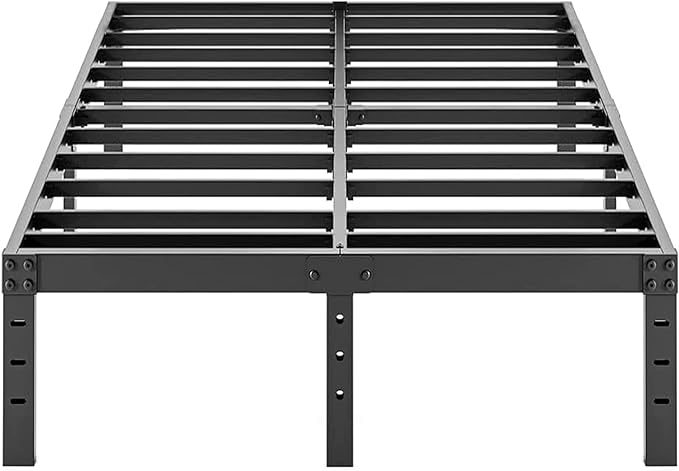 ALDRICH Metal King Size Bed Frame - 16 Inch Tall Black Basic Steel Slats Platform, Easy Assembly Heavy Duty Noise Free Bedframes, No Box Spring Needed