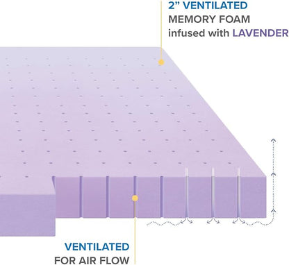 Best Price Mattress Topper Twin, 2" Memory Foam Mattress Topper with Lavender Certipur-US Certified Cooling, Twin Size