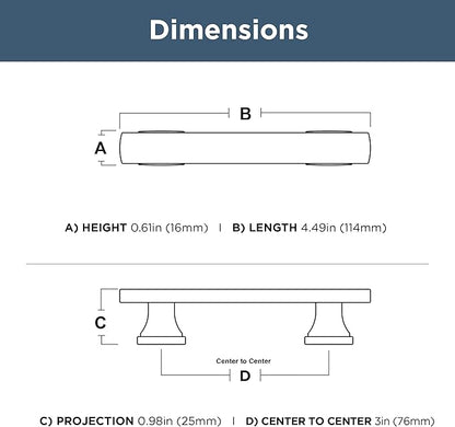 FRANKLIN BRASS Tiered Foot (10-Pack) Cabinet Handles 3" Hole Center Pulls | Matte Black Hardware Kitchen Door, Drawers, Dressers, Furniture P49572C-FB-B