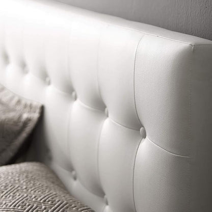 Modway MOD-5173 Emily Tufted Button Faux Leather Upholstered Full Headboard in White
