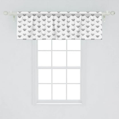 Lunarable Koala Window Valance Pack of 2, Continuous Happy Exotic Animals Head Simplistic Pattern, Rod Pocket Curtain Valances for Kitchen Bedroom, 54" X 18", Pale Taupe Charcoal Grey