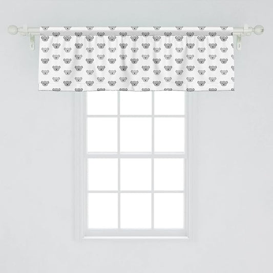 Lunarable Koala Window Valance Pack of 2, Continuous Happy Exotic Animals Head Simplistic Pattern, Rod Pocket Curtain Valances for Kitchen Bedroom, 54" X 18", Pale Taupe Charcoal Grey