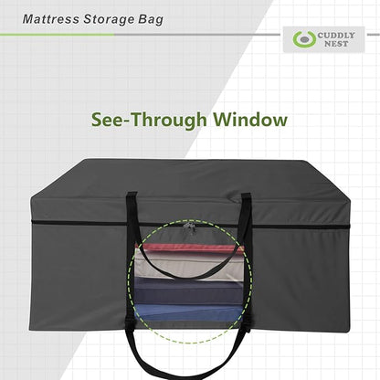 Cuddly Nest Folding Mattress Storage Bag - Heavy Duty Carry Case for Tri-Fold Guest Bed (Fits 4" NARROW TWIN & COT Mattress,Black)