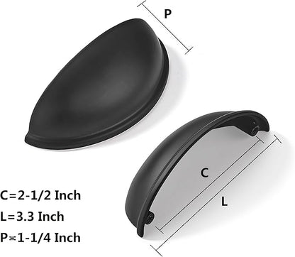 khtumeware 20 Pack 2-1/2" Drawer Pulls Matte Black Cabinet Cup Pulls Kitchen Hardware Cabinet Handles Drawer Handles Knobs 2.5 inch Hole Center