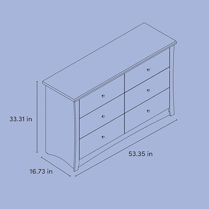Storkcraft Crescent 6-Drawer Dresser (Pebble Gray) – GREENGUARD Gold Certified, Gray Dresser for Bedroom, Kids & Nursery Storage Chest, Safety Interlocking Drawers, Pre-Installed Tracks, Kids Chest