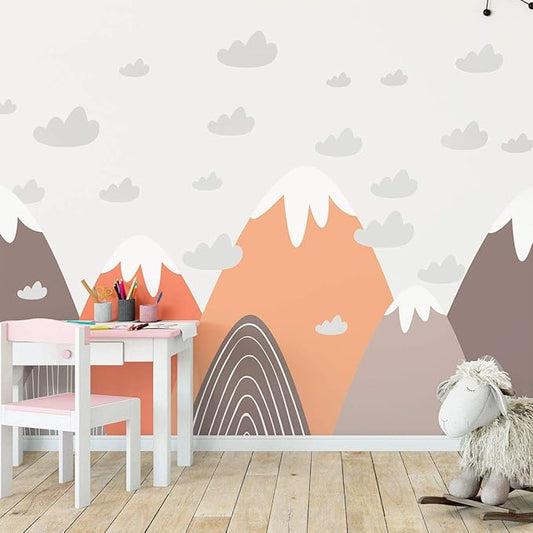 Ambiance Stickers Scandinavian Nordic Mountains Wall Decals, DIY Home Decor, Peel and Stick Removable Stickers, Waterproof and Self Adhesive Wall Art - H55 x L95 CM