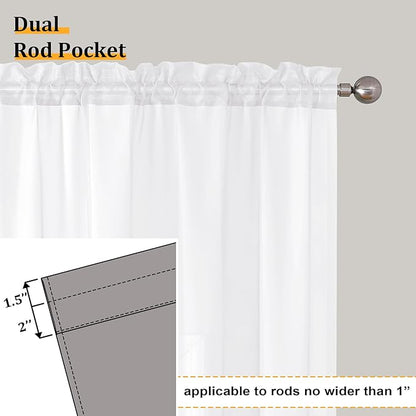 Aiyufeng 108 Inch White Sheer Window Curtains for Farmhouse, Rod Pocket Voile Window Treatment Vertical Panels for Study Room/Bedroom/Living Room, White, W40 x L108, 2 Panels