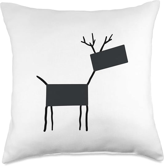 Cute Scandinavian Animals Designs Chic Deer Moose Scandinavian Elk Minimalism Reindeer Throw Pillow, 18x18, Multicolor