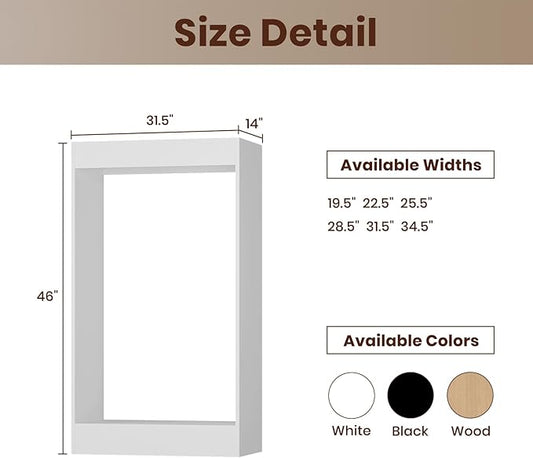 ROOMTEC 31.5" Double Hanging Closet Unit, Modular Closet System with Hanging Rod, Wardrobe Organizer for Bedroom or Walk-in Closet, Wall Mounted, Customizable Clothes Storage Unit, White