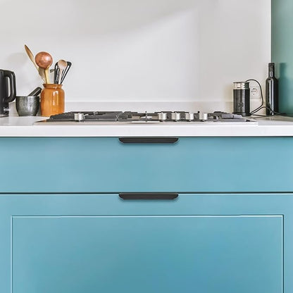 Ravinte Hardware 10 Pack Black Cabinet Handles, 5 Inch (128mm) Finger Edge Pulls, 4 Inch Hole Center, Finger Pulls for Cabinets