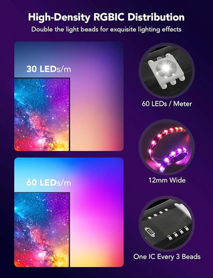 Govee Envisual TV LED Backlight T2 with Dual Cameras, 21ft RGBIC Wi-Fi LED Strip Lights for 98-100 inch TVs, Double Strip Light Beads, for Home Decorations, Smart App Control, Music Sync