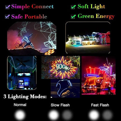 MaxLax EL Wire Purple, 32.8ft/10m Portable Battery Pack Neon Light Strip 360° Cuttable Glowing Rope Lights for Parties, Halloween, DIY Decoration