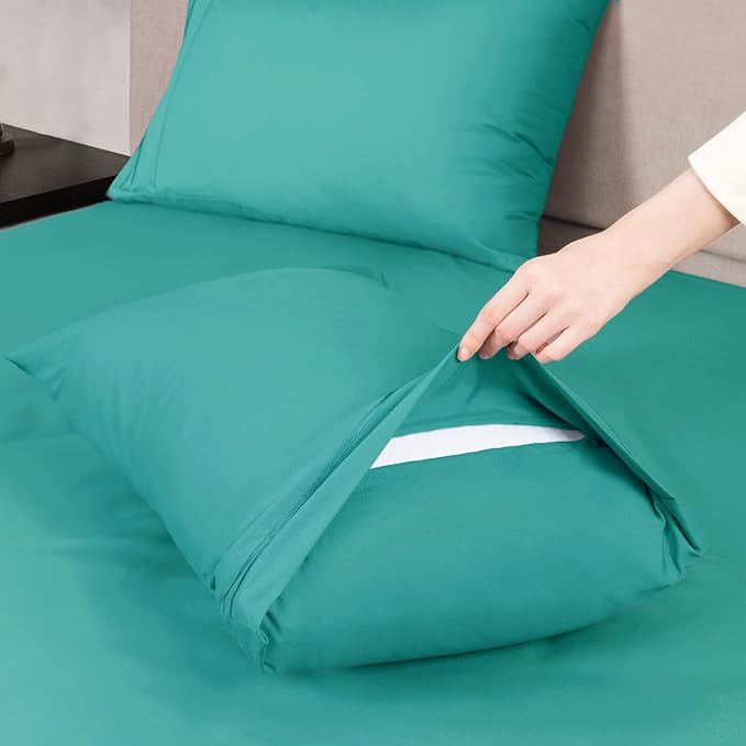 Mejoroom Twin Sheet Set - Hotel Collection Twin Sheets - Bedding Sheets & Pillowcases with Deep Pocket Fitted Sheet, Breathable, Wrinkle & Fade Resistant - 3 Piece(Teal)