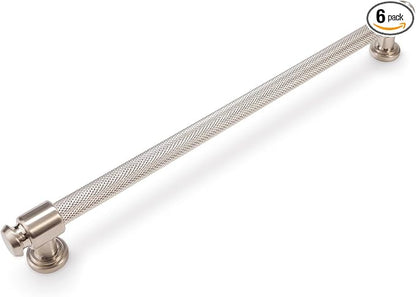 6 Pack 12-3/5 inch(320mm) Brushed Satin Nickel Kitchen Cabinet Handles Knurled Cabinet Pulls Silver Drawer Pulls Kitchen Cabinet Hardware Dresser Handles