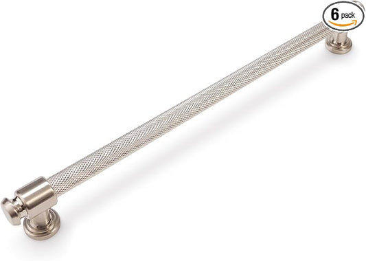 6 Pack 12-3/5 inch(320mm) Brushed Satin Nickel Kitchen Cabinet Handles Knurled Cabinet Pulls Silver Drawer Pulls Kitchen Cabinet Hardware Dresser Handles