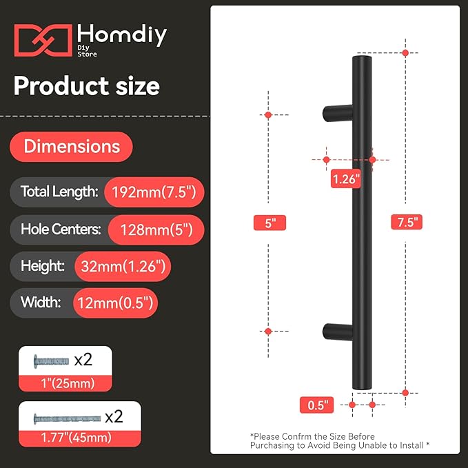 homdiy Black Cabinet Handles 10Pack 5inch Hole Center Kitchen Drawer Pulls and Knobs Stainless Steel Cabinet Hardware for Bathroom, Cupboard