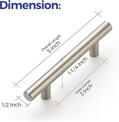 Ravinte 24 Pack 5 inch Kitchen Cabinet Handles Cabinet Pulls Brushed Nickel Stainless Steel Kitchen Drawer Pulls Cupboard Handles 3" Hole Center