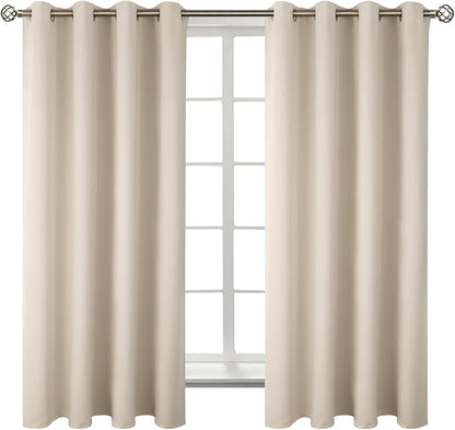 BGment Blackout Curtains - Grommet Thermal Insulated Room Darkening Bedroom and Living Room Curtains, Set of 2 Panels (52 x 63 Inch, Champagne)