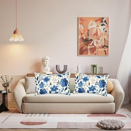 Throw Pillow Covers 16x31 Inch Pillow Covers Set of 2 Couch Pillows for Living Room, Blue Throw Pillows with Invisible Zipper, Soft Accent Pillows Decorative Pillows Farmhouse Decor, Scandinavian J334