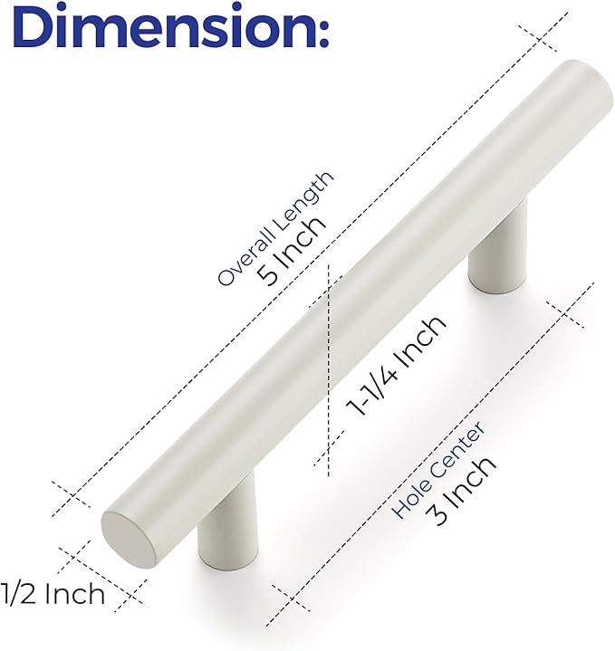 Ravinte 35 Pack | 5 Inch Cabinet Pulls White Stainless Steel Kitchen Drawer Pulls Cabinet Handles 5 InchLength, 3 Inch Hole Center