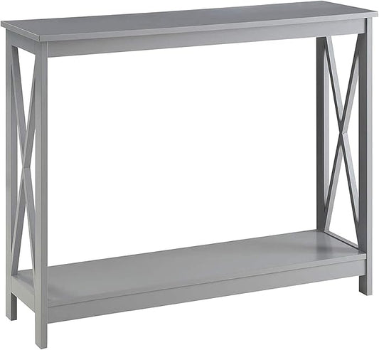 Convenience Concepts Oxford Console Table 39.5" - Sofa Table with Storage Shelf, Transitional Entryway Hall Table for Living Room and Bedroom, Display Foyer Table, Gray