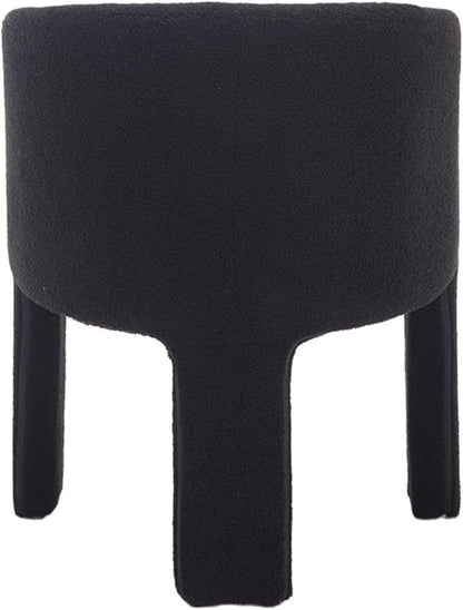 Modern Sherpa Barrel Dining Chairs Set of 6, Upholstered Boucle Dining Chairs Accent Chairs with Arms Comfy Makeup Vanity Chairs, Dining Living Room Kitchen Chairs, Black