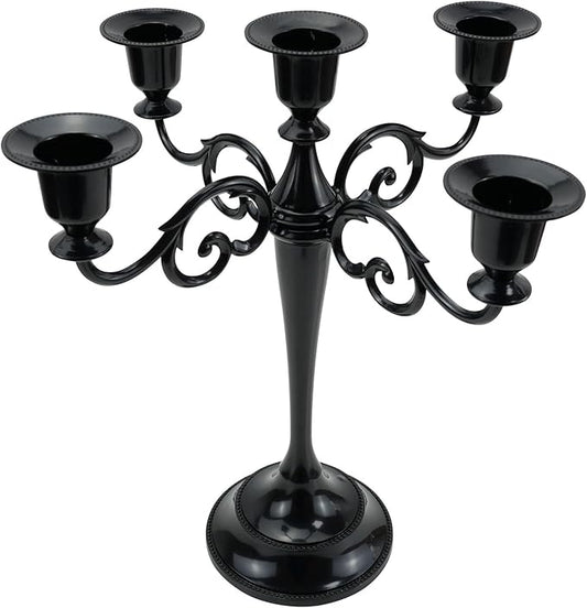 Metal Candle Holders 5 Wicks Black Candle Holders for Candlesticks Taper Candles（10.6 inch Tall Candelabra, for 1/2-1 inch Pillar Candles Diameter Each）,Candle Stand Decoration