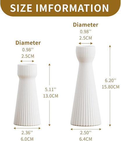 Taper Candle Holders for Candlesticks Ceramic Candle Stick Candle Holder- Set of 2 Decorative Candle Stand for Wedding Decor,Dinner Party and Table Centerpieces,Housewarming Gift White