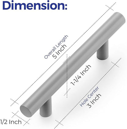 Ravinte 50 Pack | 5 Inch Cabinet Pulls Grey Stainless Steel Kitchen Drawer Pulls Cabinet Handles 5 InchLength, 3 Inch Hole Center