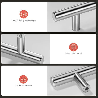 homdiy Brushed Nickel Cabinet Pulls Cabinet Handles,400 Pack 96mm 3-3/4 inch Hole Centers Silver Drawer Pulls for Kitchen, Bedroom, Bathroom
