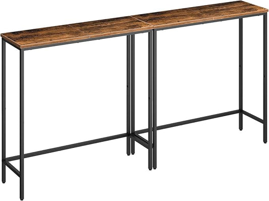HOOBRO 2 Pack Narrow Console Table, 29.5" Small Entryway Table, Thin Sofa Table, Display Table, for Hallway, Bedroom, Living Room, Foyer, Rustic Brown and Black BF75XGP201