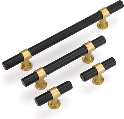 goldenwarm 10 Pack Black and Gold Cabinet Pulls 3 Inch Kitchen Cabinet Handles Black Kitchen Drawer Pulls for Dresser Bathroom Modern Hardware,Zinc Alloy Base