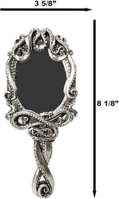 Ebros Nautical Marine Deep Ocean Monster Kraken Cthulhu Octopus Tentacles Resin Sculptural Hand Mirror Vanity Boudoir Beauty Accessory Handheld Mirrors for Women Ladies Girls