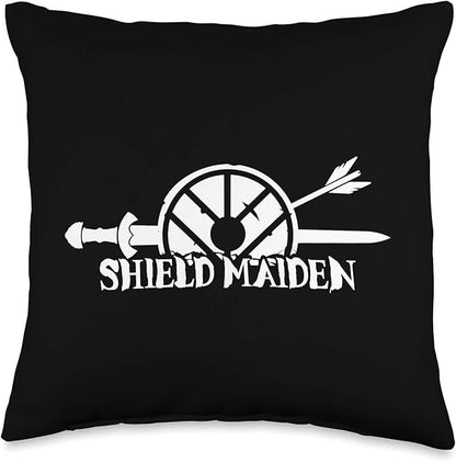 Viking Shield Maiden Scandinavian folklore Female Warrior Throw Pillow