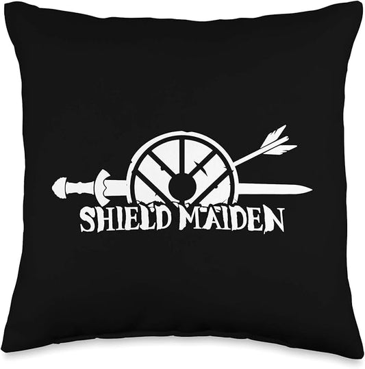 Viking Shield Maiden Scandinavian folklore Female Warrior Throw Pillow