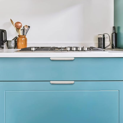 Ravinte Hardware 12 Pack Silver Cabinet Handles, 4.75 Inch (120mm) Finger Edge Pulls, 3.75 Inch Hole Center, Finger Pulls for Cabinets