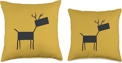 Cute Scandinavian Animals Designs Chic Deer Moose Scandinavian Elk Minimalism Reindeer Throw Pillow, 16x16, Multicolor