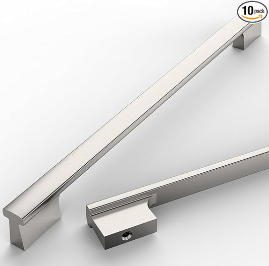 Asidrama 10 Pack 10 Inch(254mm) Brushed Satin Nickel Kitchen Cabinet Handles, Cabinet Pulls Kitchen Cabinet Hardware for Cupboard Drawer Pulls