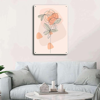 Metal Tin Signs Scandinavian Flowers Suitable for Office Home Classroom Bathroom Washroom Decoration 8x12inch Tin Sign