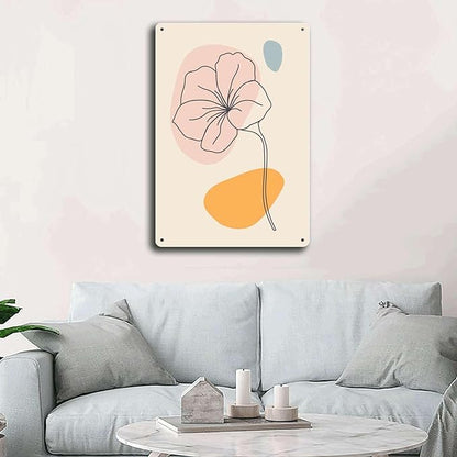 Metal Signs Abstract Flower Line Art Suitable for Home Bar Cafe Farmhouse Decoration8x12inch Tin Sign