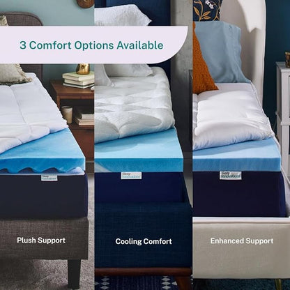 Sleep Innovations Dual Layer 4 Inch Memory Foam Mattress Topper, Full Size, Medium Support, 2 Inch Cooling Gel Memory Foam Plus 2 Inch Pillow Top Cover