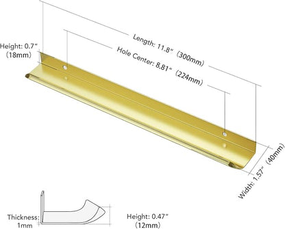 Ravinte Hardware 30 Pack Gold Cabinet Handles, 11.8 Inch (300mm) Finger Edge Pulls, 8.8 Inch Hole Center, Finger Pulls for Cabinets