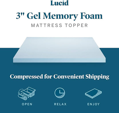 LUCID - LU30FF30GT Lucid 3 Inch Gel Infused Memory Foam Mattress, Full